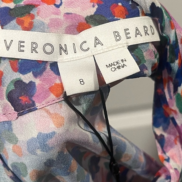 $698 VERONICA BEARD 100% SILK Bold Print Leia Dress in Cream Multi Size 8 NWT - Picture 4 of 13